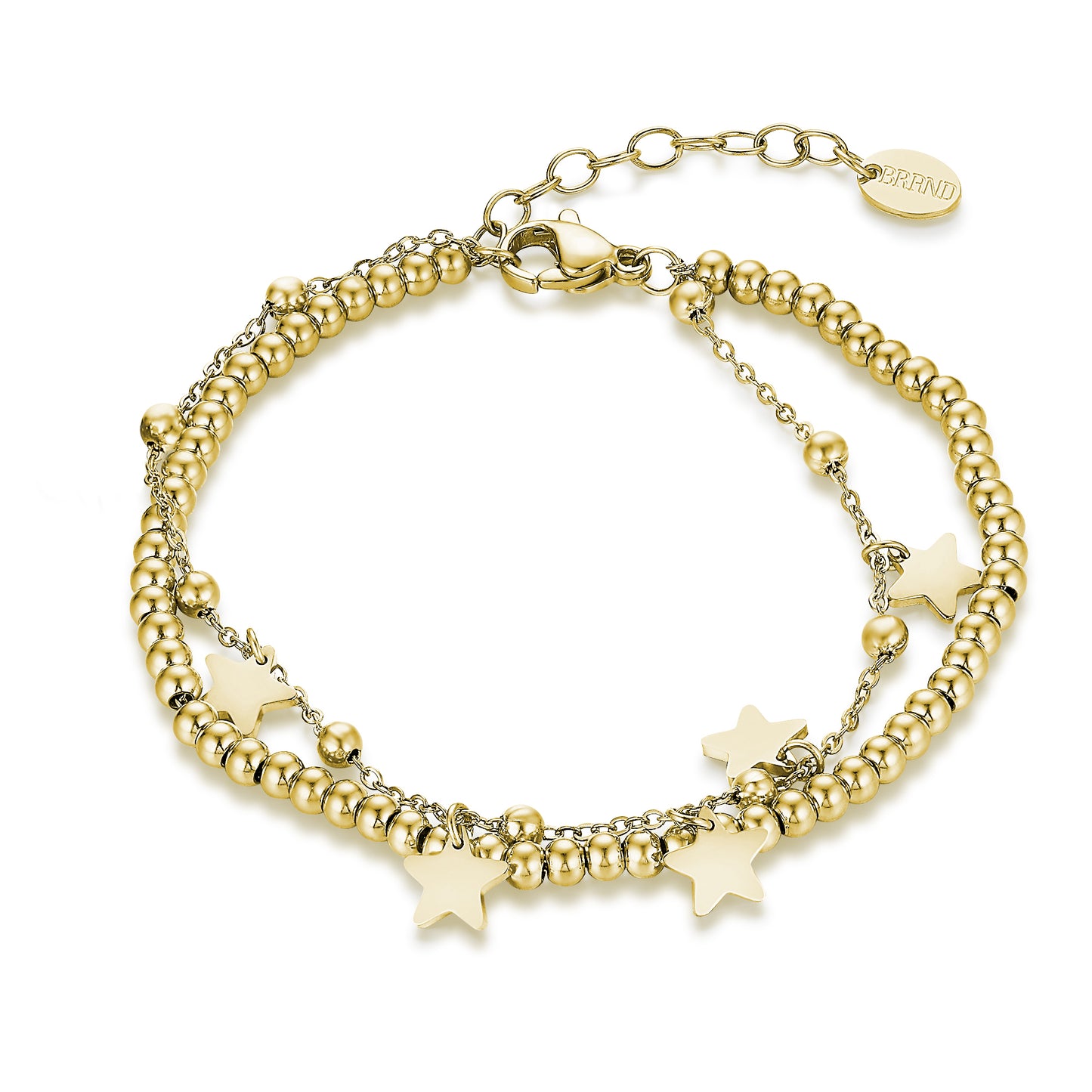 Bracciale Pallini con Stelline Pendenti Acciaio Color Oro - Stardust - #BrandGioielli