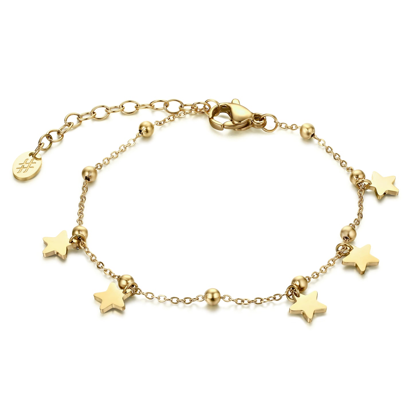 Bracciale con Stelline Pendenti Acciaio Color Oro - Stardust - #BrandGioielli