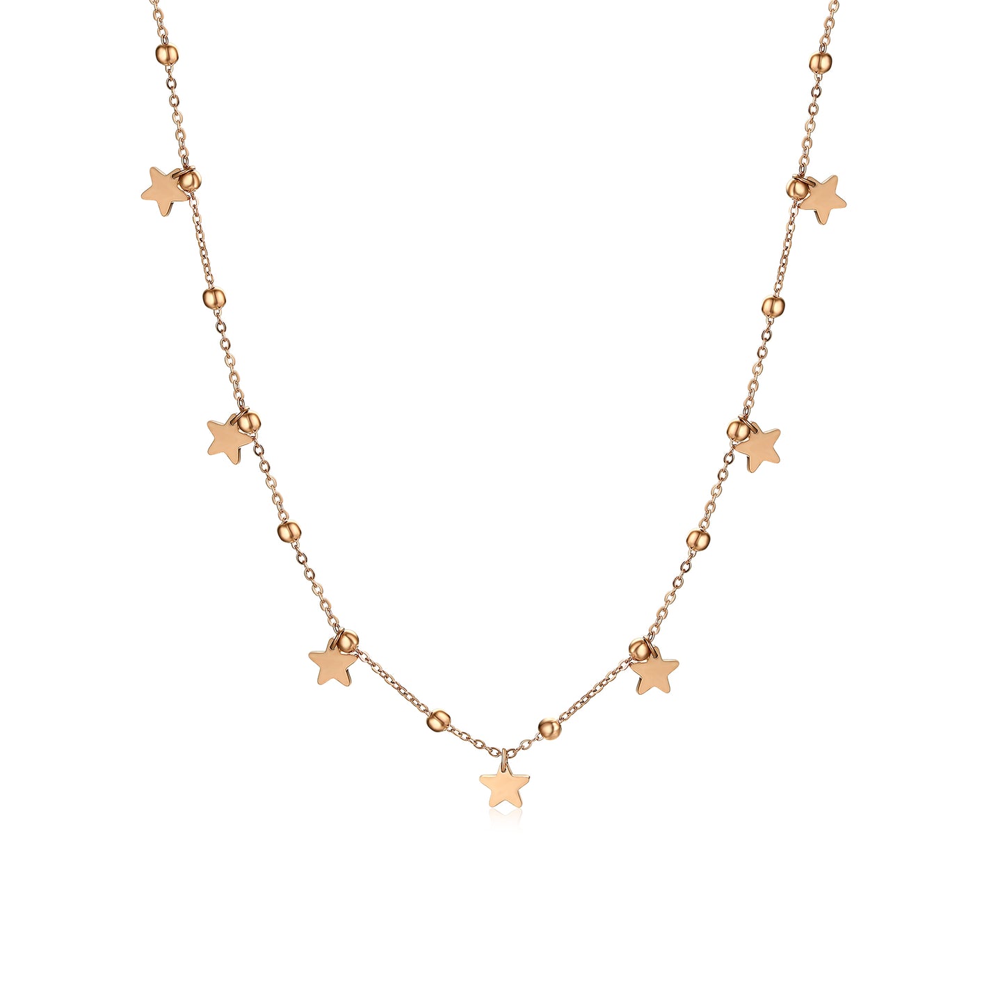 Collana Con Stelline Pendenti Acciaio Color Rosè - Stardust - #BrandGioielli