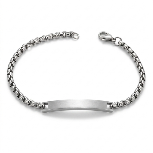Bracciale Unisex in Acciaio con Targhetta Centrale Personalizzabile