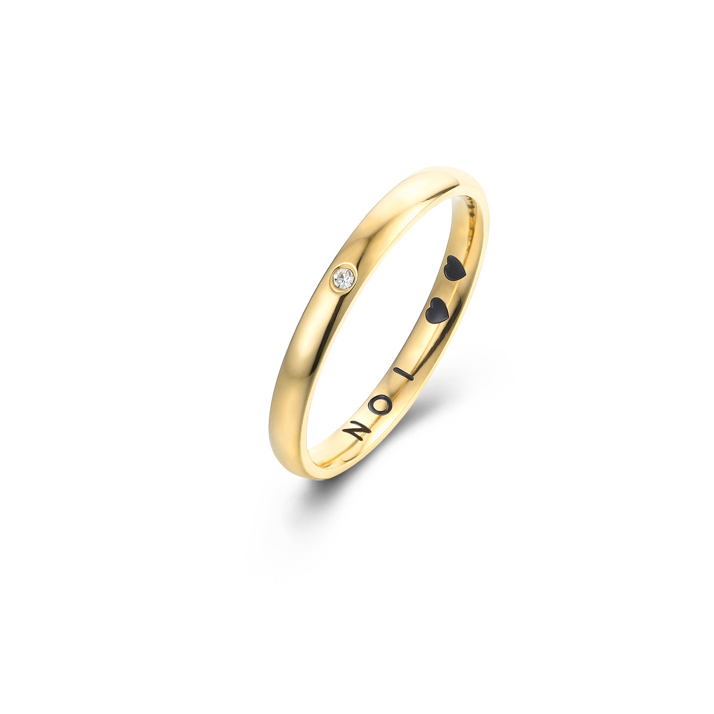 Fedina con Cristallo e incisione PVD Oro - NOI - #BrandGioielli