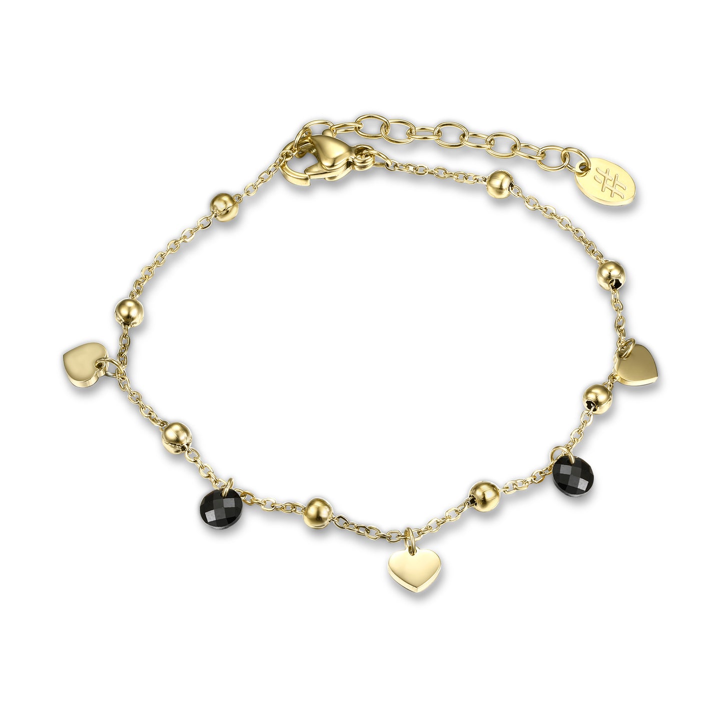 Bracciale Cuori Oro e Cristalli Neri - Most - #BrandGioielli