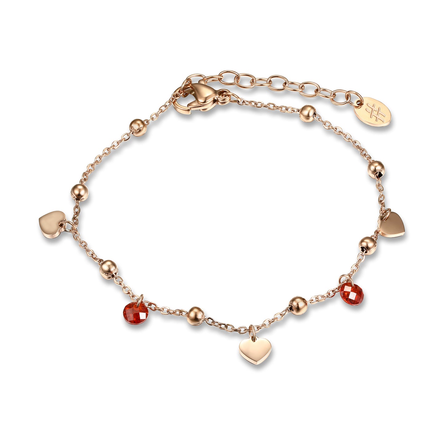 Bracciale Cuori Rosè e Cristalli Rossi - Most - #BrandGioielli