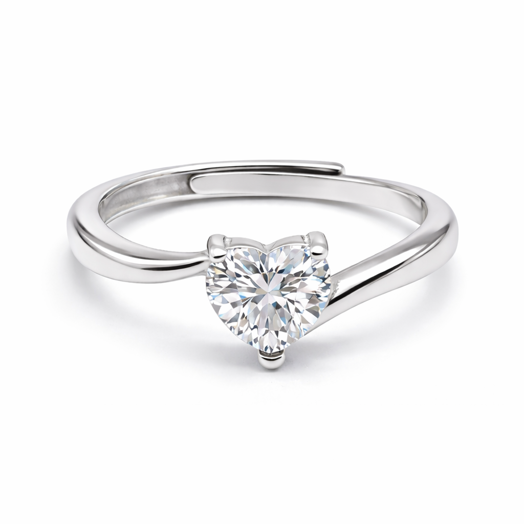 Anello Solitario Love Bianco in Argento 925