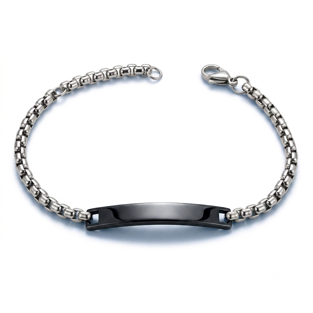 Bracciale Unisex in Acciaio con Targhetta Centrale Personalizzabile