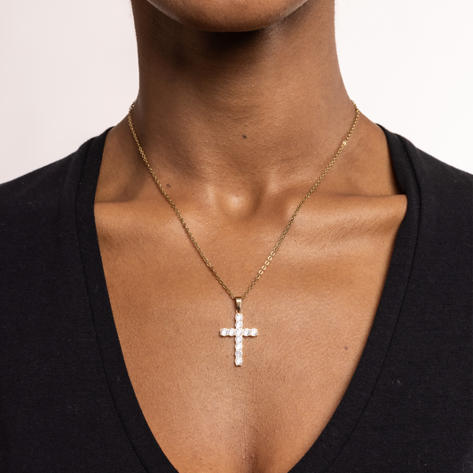 Collana Croce Grande pvd dorato - Faith - #BrandGioielli
