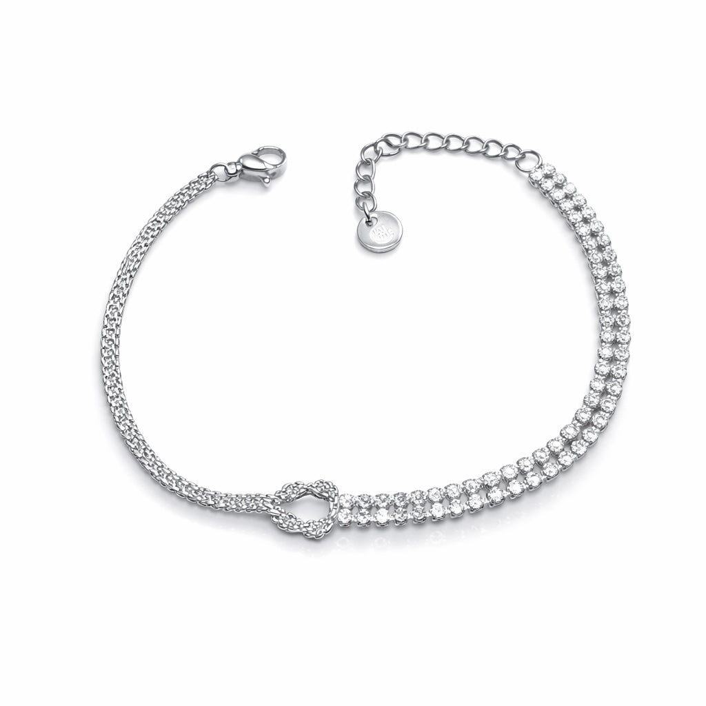 Bracciale Mezzo Tennis con Nodo in Acciaio - Kuma Gioielli