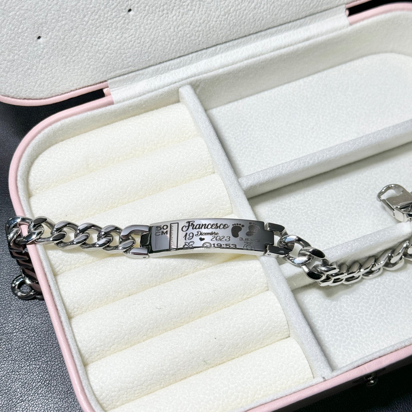 Bracciale Nascita in Acciaio Personalizzabile
