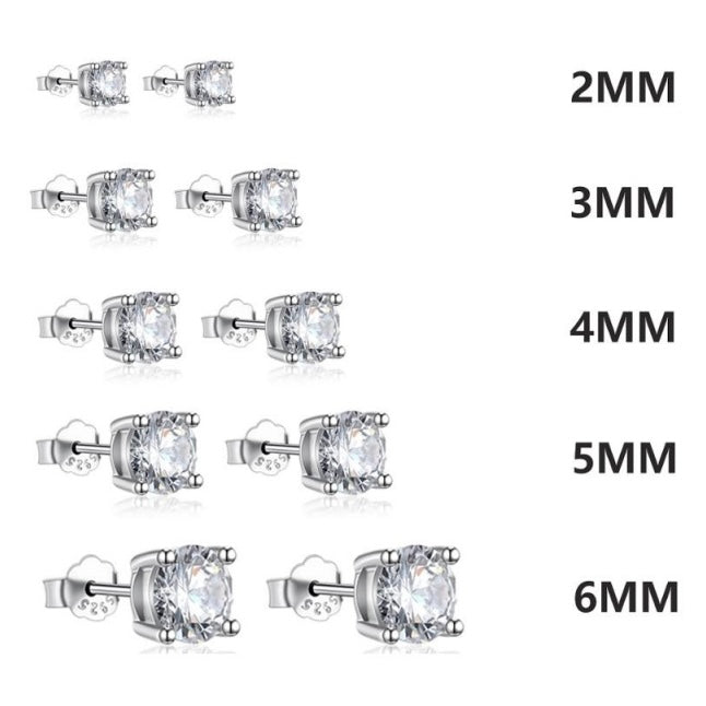 Orecchini Punto Luce in Argento 925 2mm - 3mm - 4mm - 5mm - 6mm