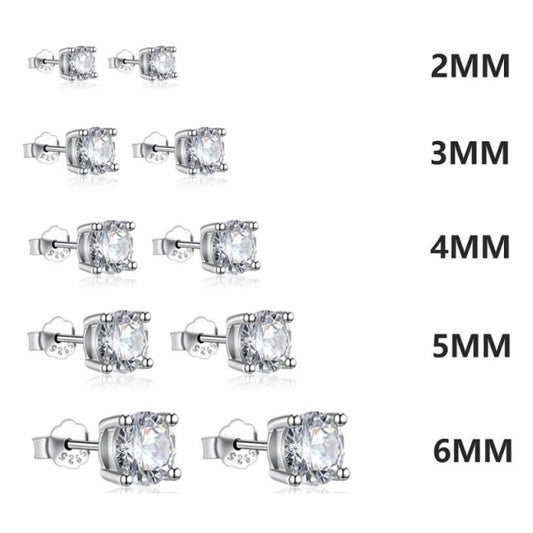 Orecchini Punto Luce in Argento 925 2mm - 3mm - 4mm - 5mm - 6mm