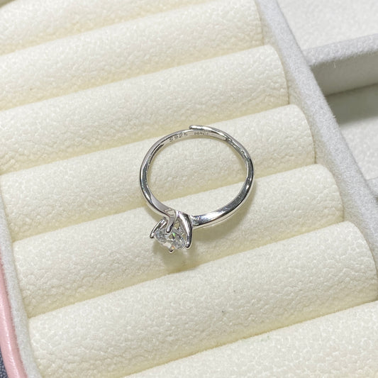 Anello Solitario Regolabile da 6mm in Argento 925