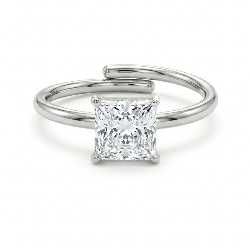 Anello Solitario Princess in Acciaio