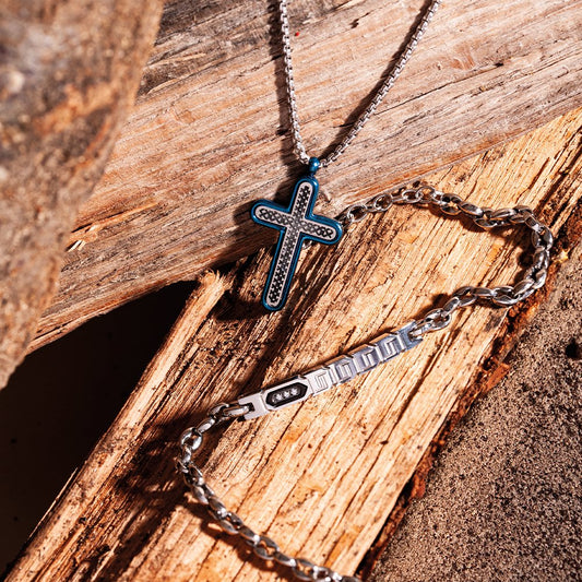 Collana FOR YOU Jewels - MAN STEEL – Croce Blu