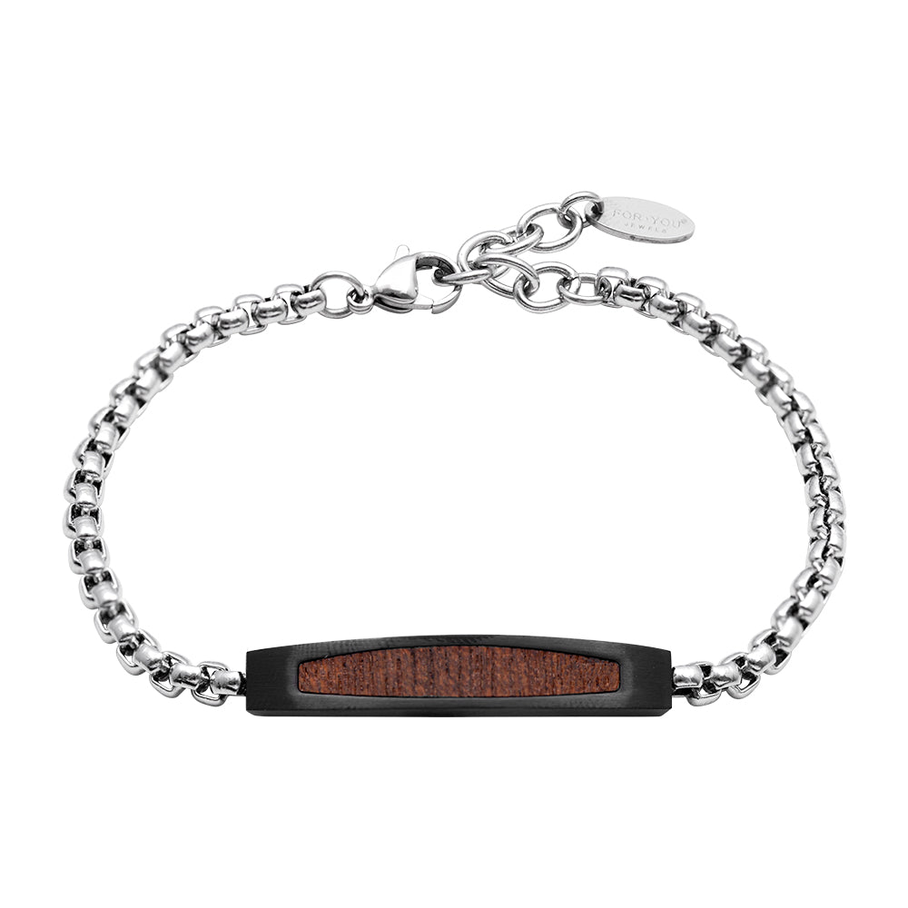 Bracciale FOR YOU Jewels - NO LIMITS – Acciaio con IP Nero e Legno