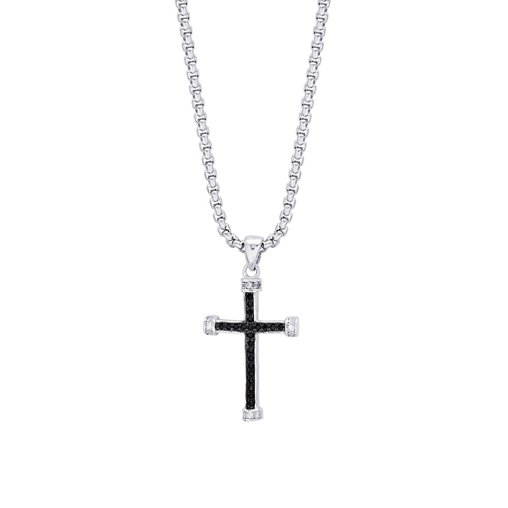 Collana A Croce In Acciaio Inossidabile 316L – Per Lui E Lei, Blu/nero/oro, Regalo Elegante Per Battesimo, San Valentino O Compleanno