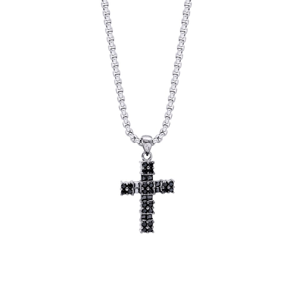 Collana FOR YOU Jewels - MAN925 – Croce Zirconi Neri