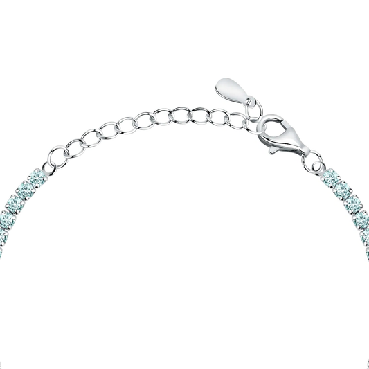 Bracciale Tennis Azzurro in Argento 925 con Zirconi 2mm Regolabile