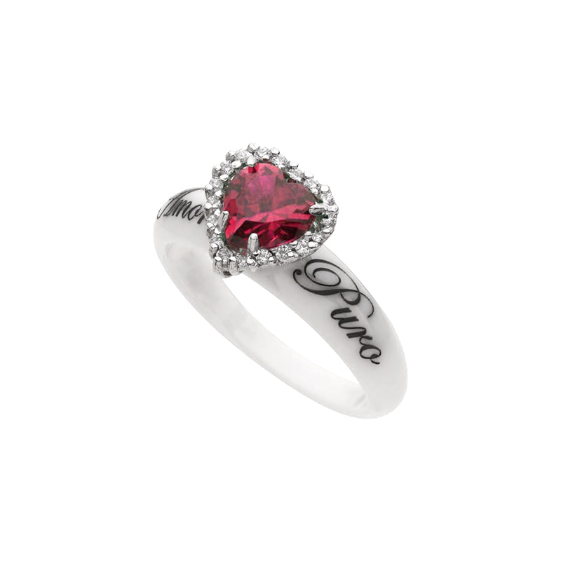 Anello Big Heart Cuore Rosso in Ceramica e Argento 925 Personalizzabile Bloom Oro Gioielleria