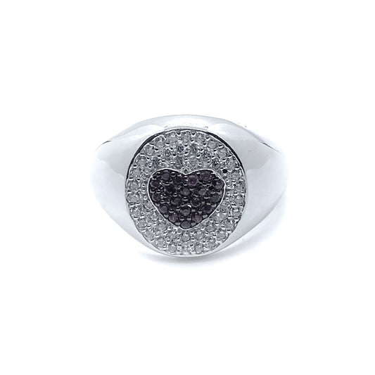 Anello Donna Chevalier Black Heart in Argento 925 Rodiato Bloom Oro Gioielleria