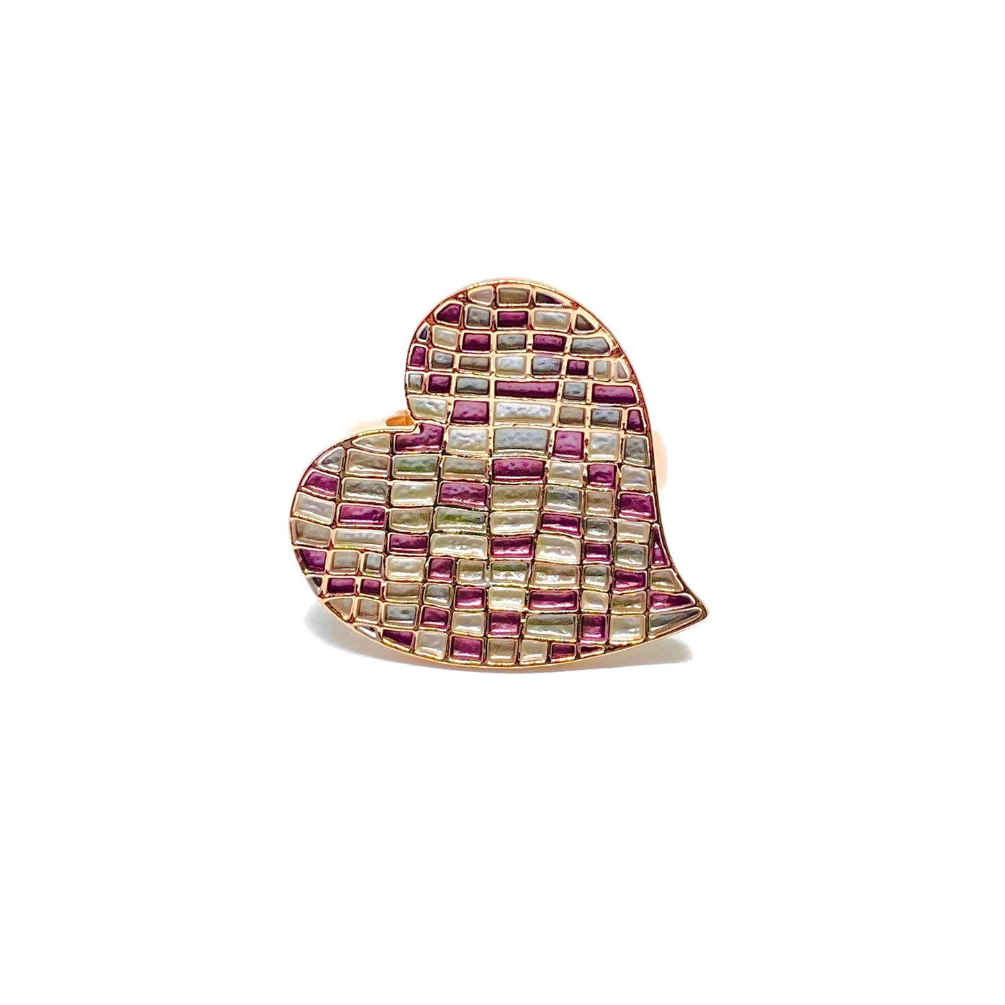 Anello Elastico Alessia Martucci Cuore multi quadretti e Bagno in Oro Rosa Bloom Oro Gioielleria