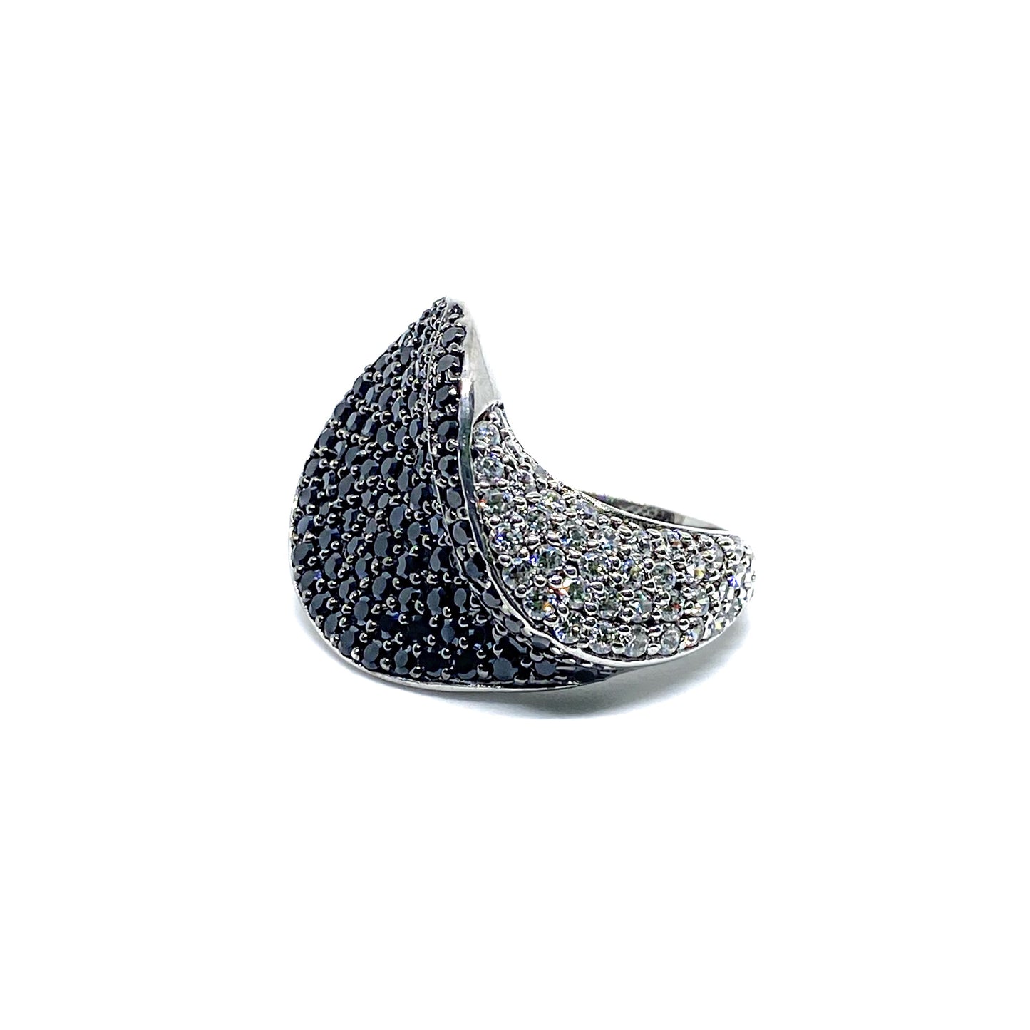 Anello Foglia con Zirconi in Argento 925 Rodiato Bloom Oro Gioielleria