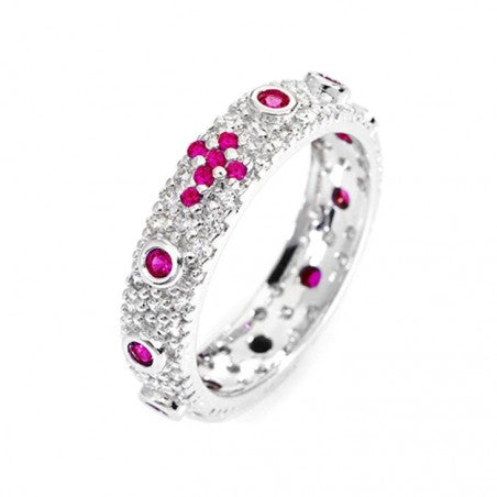 Anello Rosario con Zirconi in Argento 925 Rodiato Bloom Oro Gioielleria