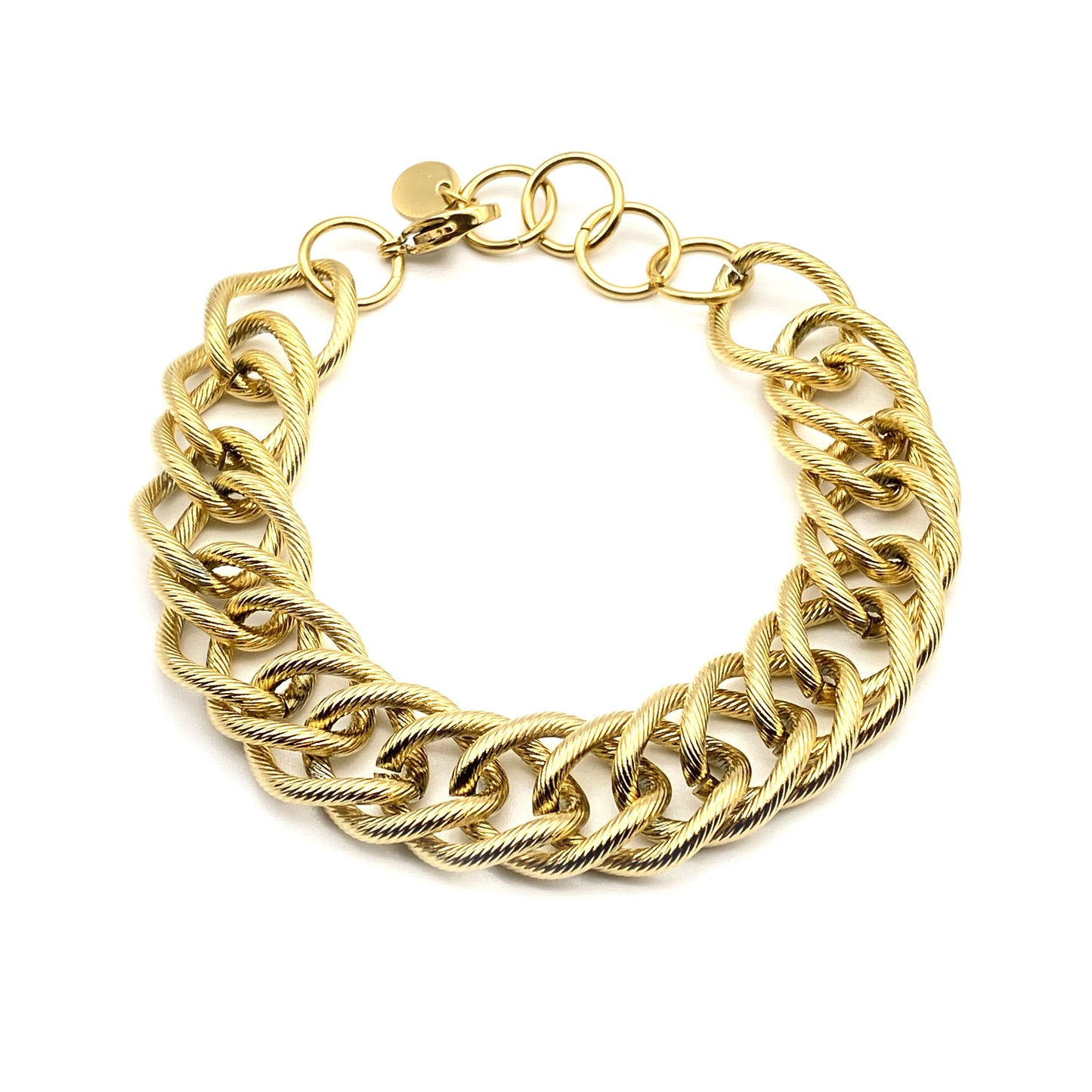Bracciale Donna in Acciaio Dorato a Catena Martellata Bloom Oro Gioielleria