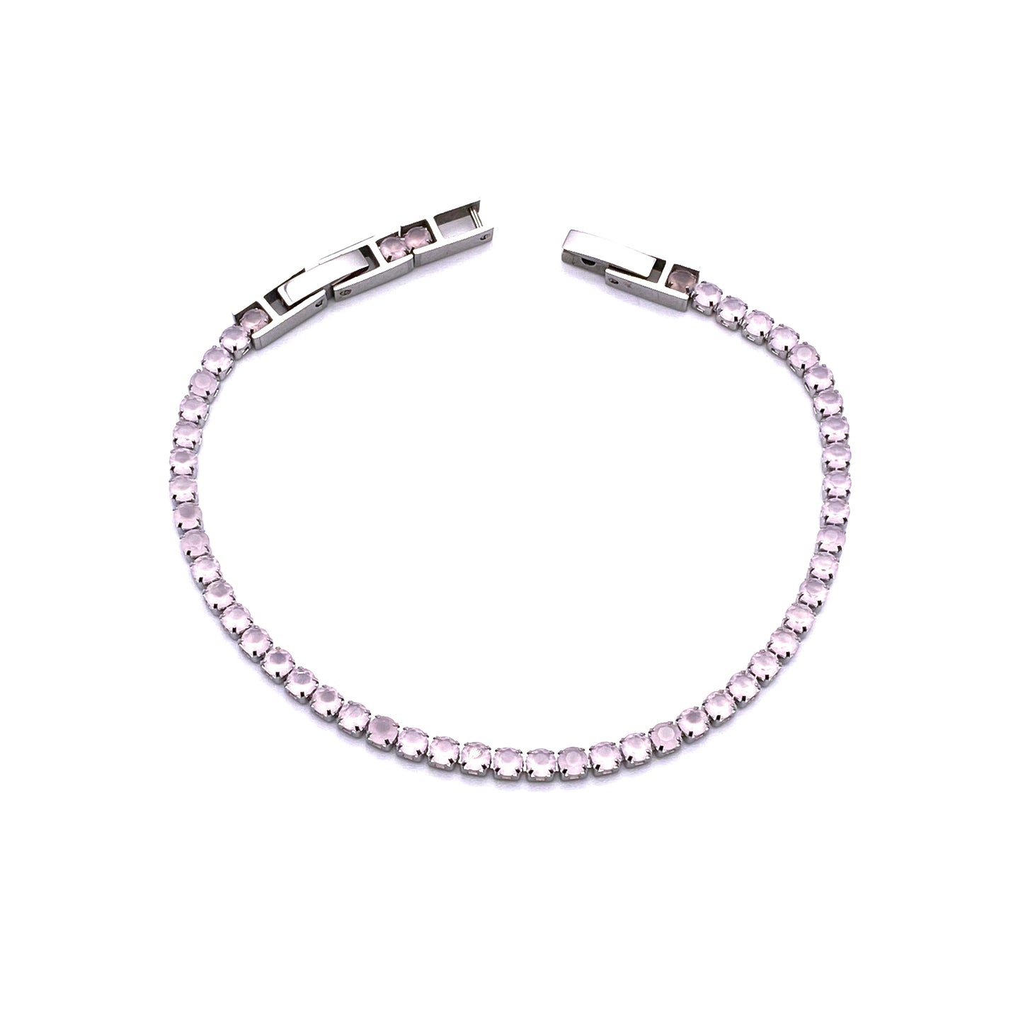 Bracciale Tennis 2,5mm Unisex in Acciaio con Zirconi Rosa Chiaro Bloom Oro Gioielleria