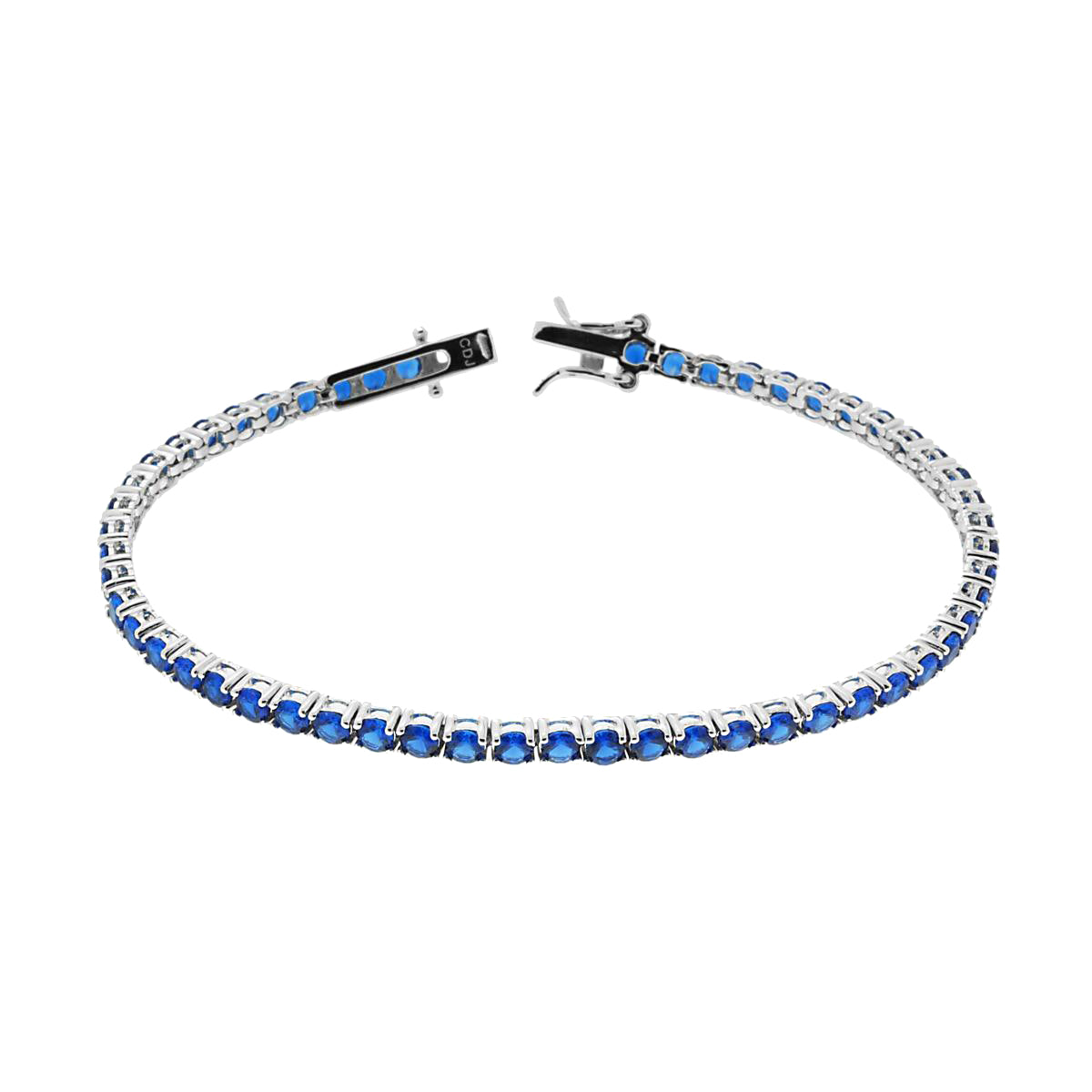 Bracciale Tennis Blu con Zirconi 2,5mm in Argento 925 Rodiato Bloom Oro Gioielleria