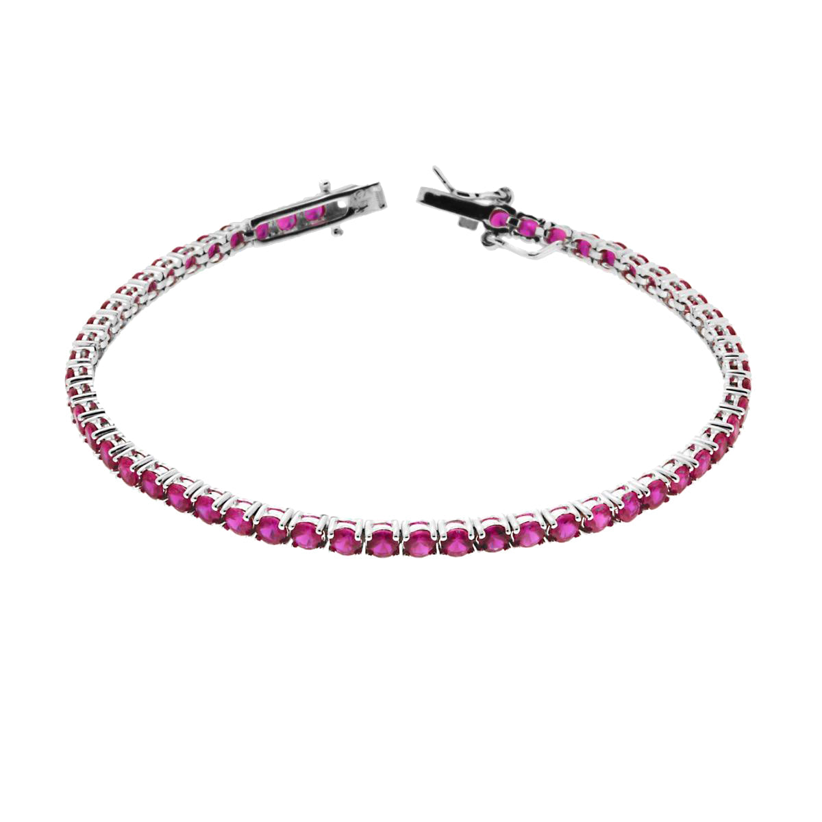 Bracciale Tennis Rosso con Zirconi 2,5mm in Argento 925 Rodiato Bloom Oro Gioielleria