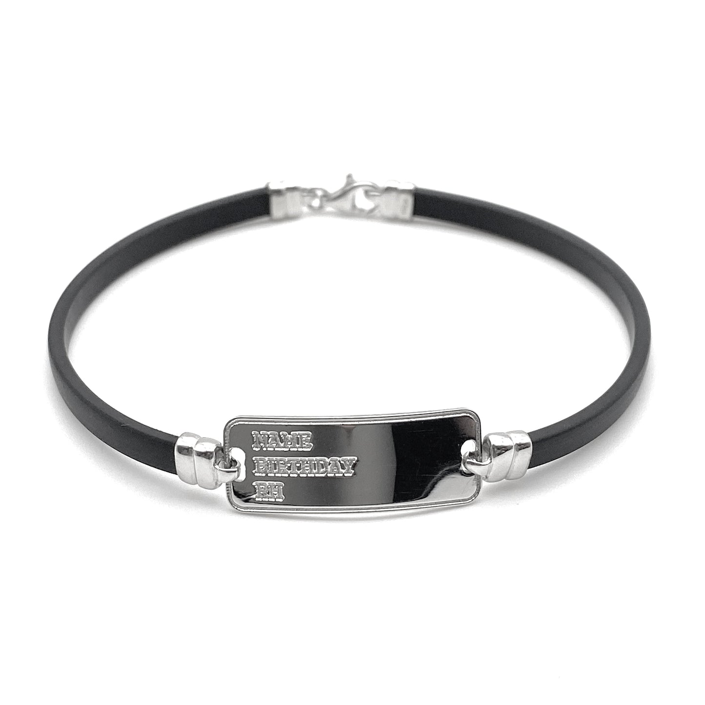 Bracciale Uomo in Caucciù con Piastrina Militare in Argento 925 Rodiato Bloom Oro Gioielleria