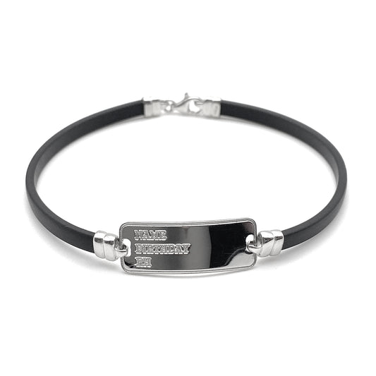 Bracciale Uomo in Caucciù con Piastrina Militare in Argento 925 Rodiato Bloom Oro Gioielleria