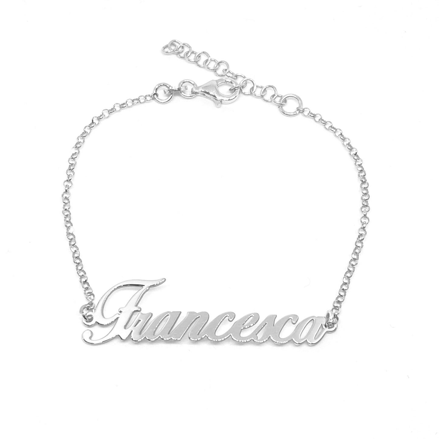 Bracciale con Nome in Argento 925 Rodiato Bloom Oro Gioielleria
