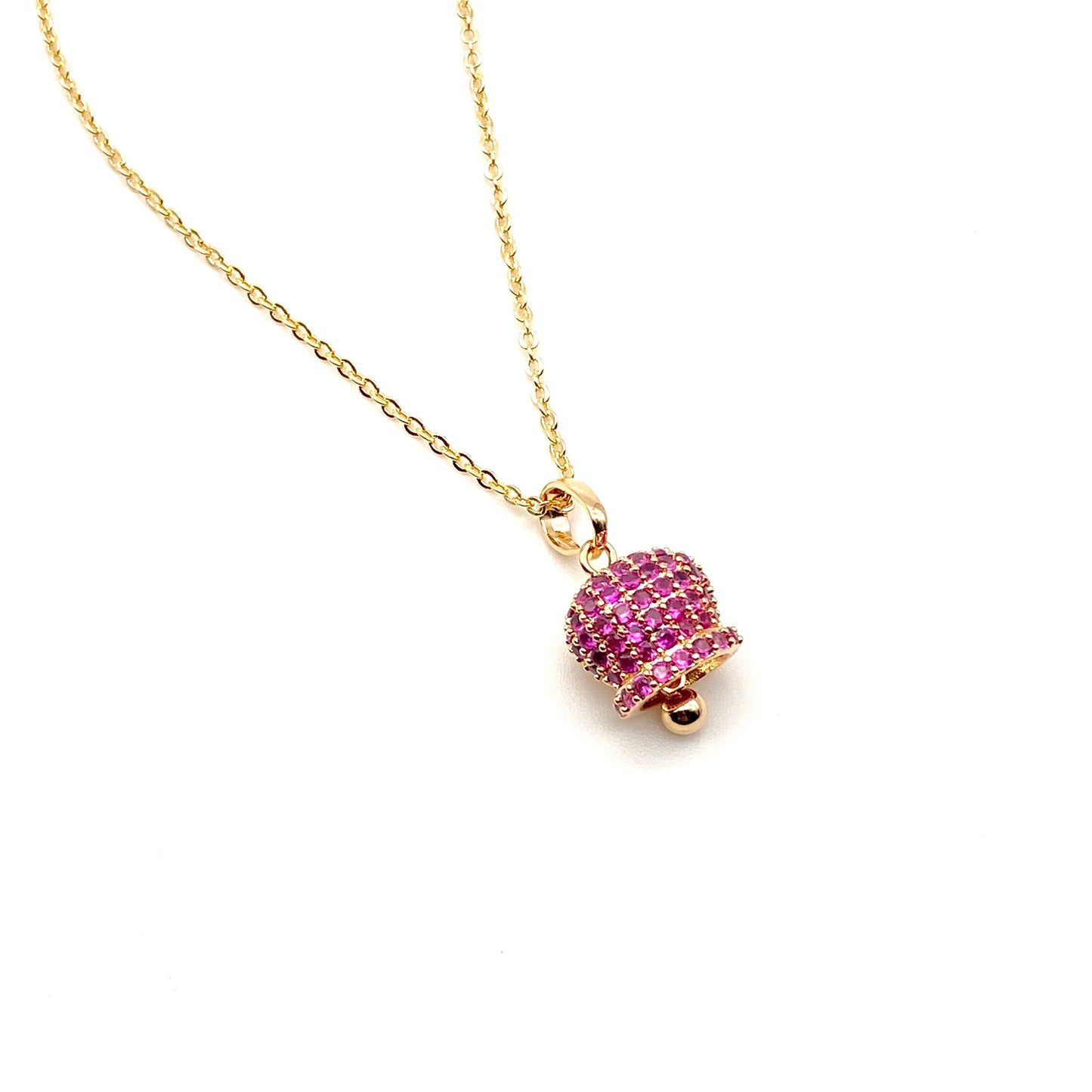 Collana Alessia Martucci con Campanella di Capri e Zirconi Rosso Rubino Placcata Oro 18K Bloom Oro Gioielleria