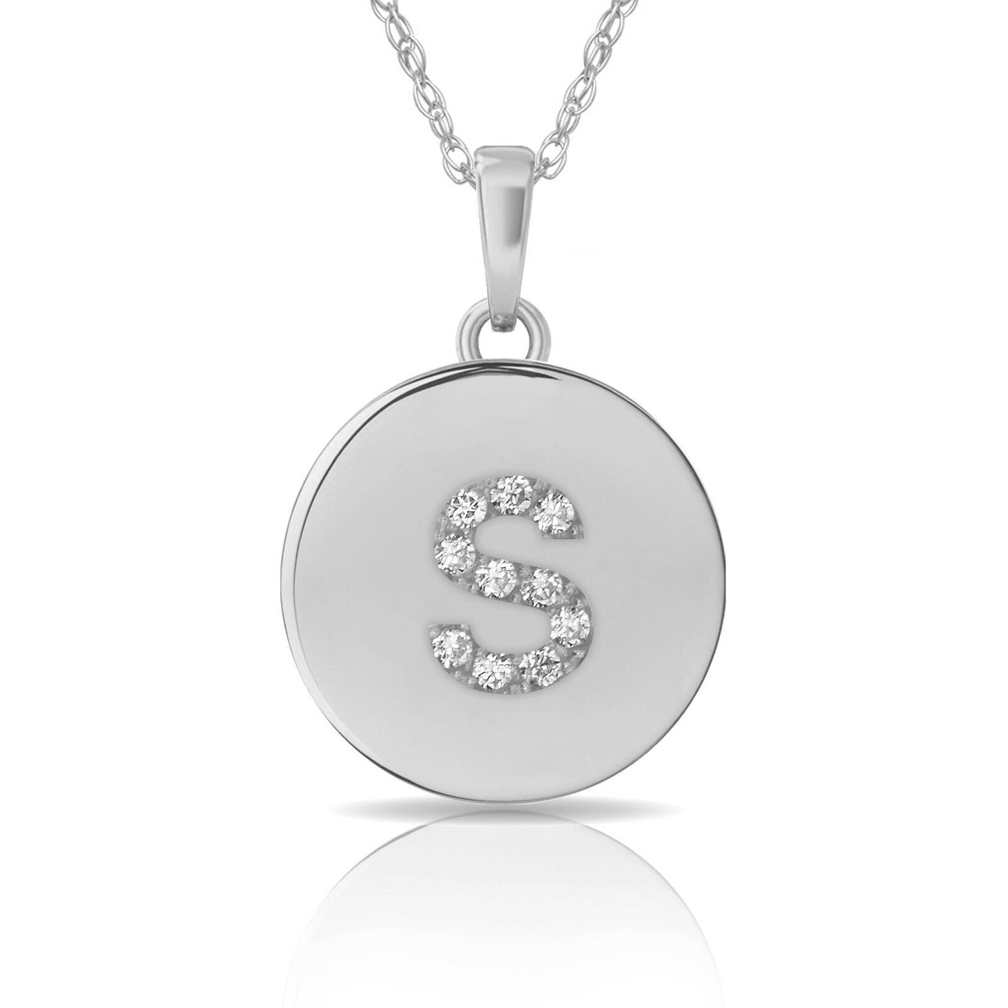 Collana Donna con Letterina Tonda in Argento 925 Rodiato Bloom Oro Gioielleria