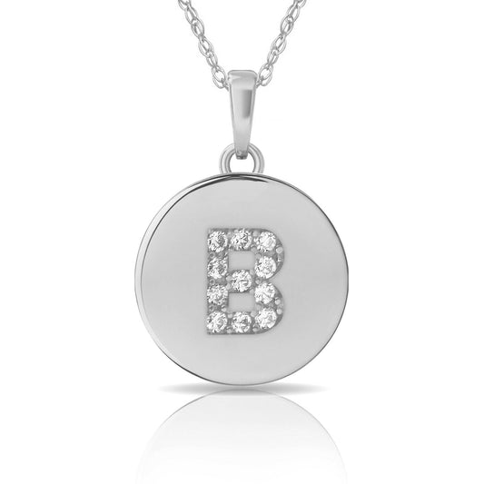Collana Donna con Letterina Tonda in Argento 925 Rodiato Bloom Oro Gioielleria