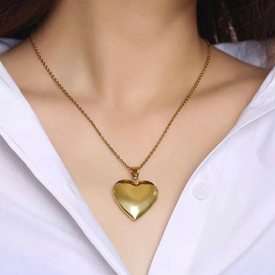 Collana con Cuore Portafoto in Acciaio Bloom Oro Gioielleria
