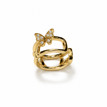 Orecchino Ear Cuff DX ButterFly in Acciaio Placcato Oro