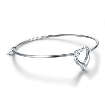 Bracciale Rigido con Chiusura a Cuore Grande - Pensieri - #BrandGioielli