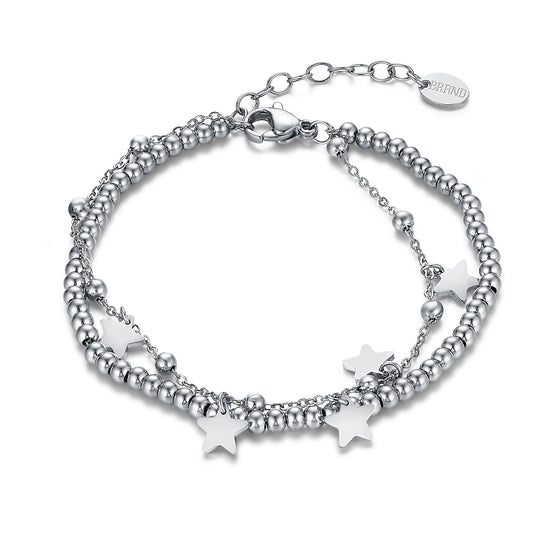 Bracciale Pallini con Stelline Pendenti Acciaio - Stardust - #BrandGioielli