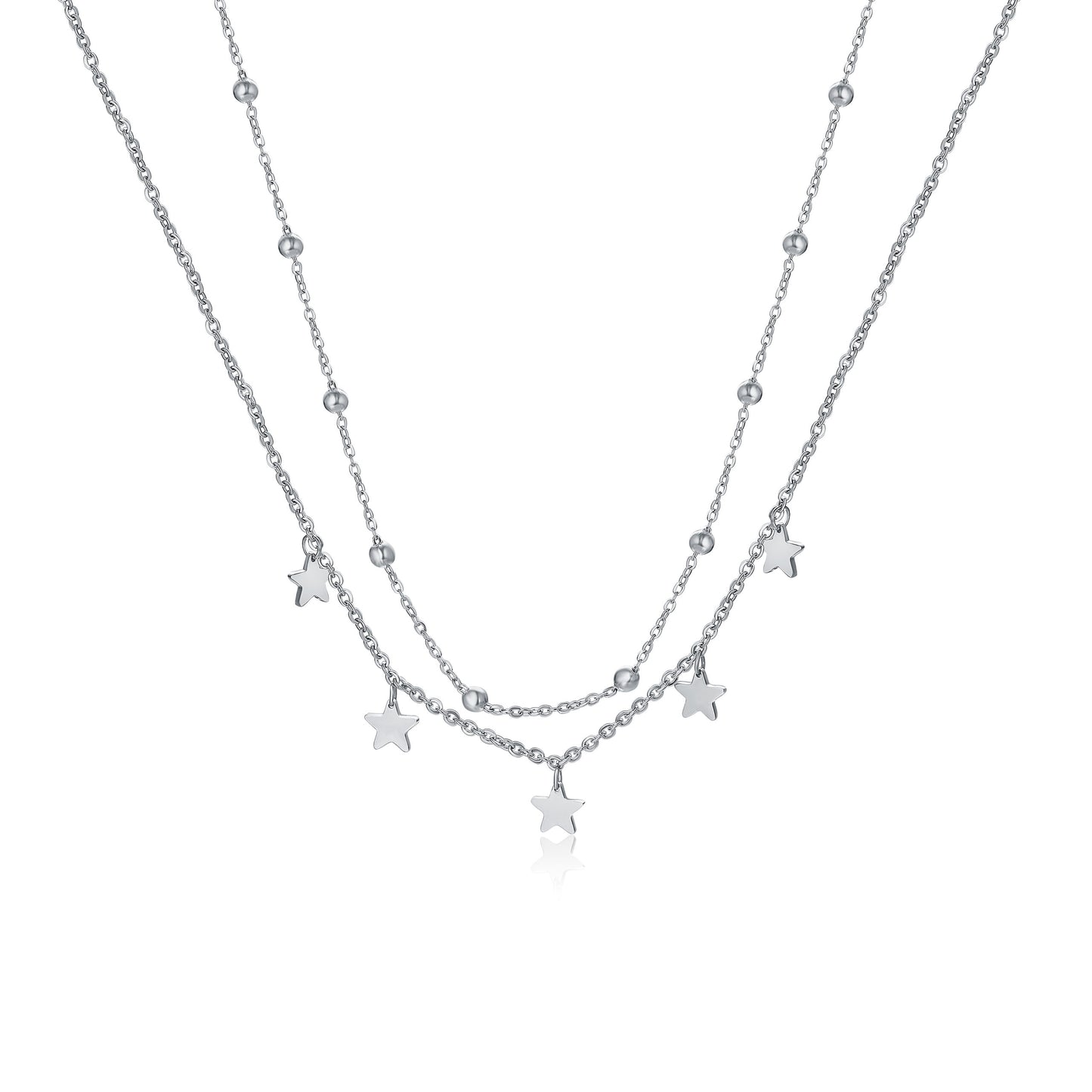 Collana Doppia con Stelline Pendenti Acciaio - Stardust - #BrandGioielli