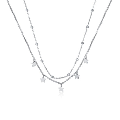 Collana Doppia con Stelline Pendenti Acciaio - Stardust - #BrandGioielli