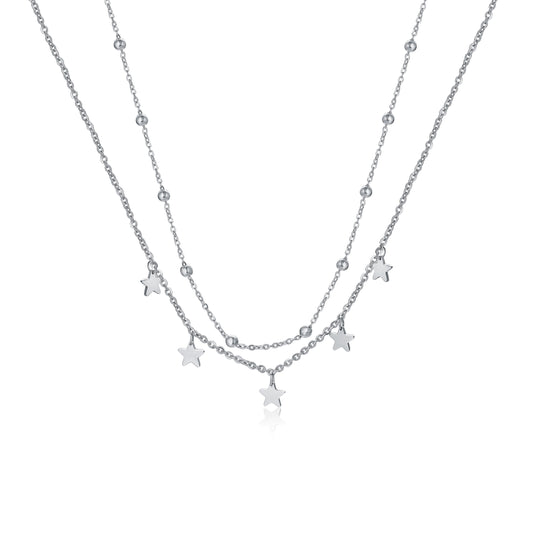 Collana Doppia con Stelline Pendenti Acciaio - Stardust - #BrandGioielli