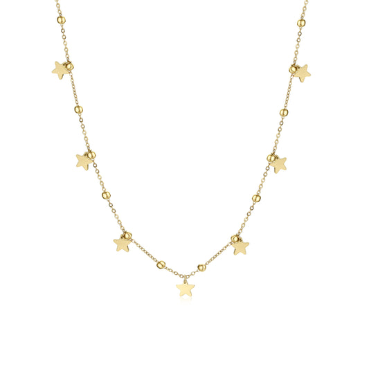 Collana Con Stelline Pendenti Acciaio Color Oro - Stardust - #BrandGioielli