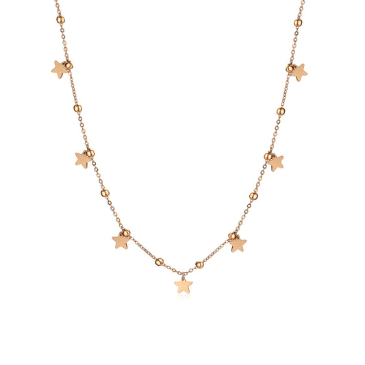 Collana Con Stelline Pendenti Acciaio Color Rosè - Stardust - #BrandGioielli