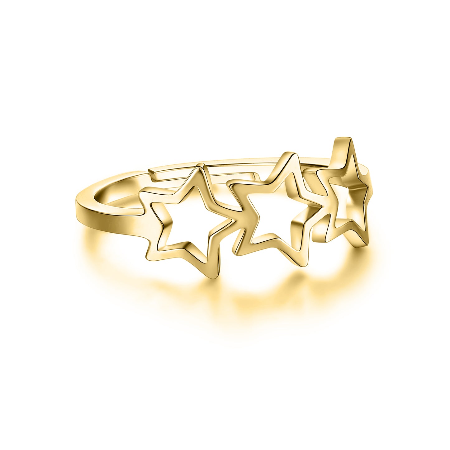 Anello Acciaio Gold Tre Stelle Vuote - Stardust - #BrandGioielli