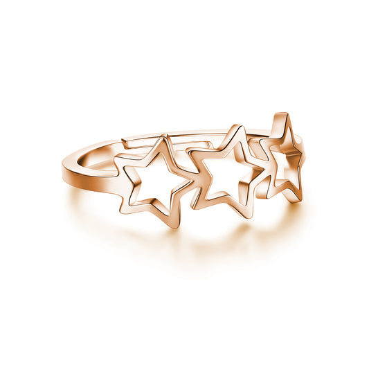 Anello Acciaio Rosè Tre Stelle Vuote - Stardust - #BrandGioielli