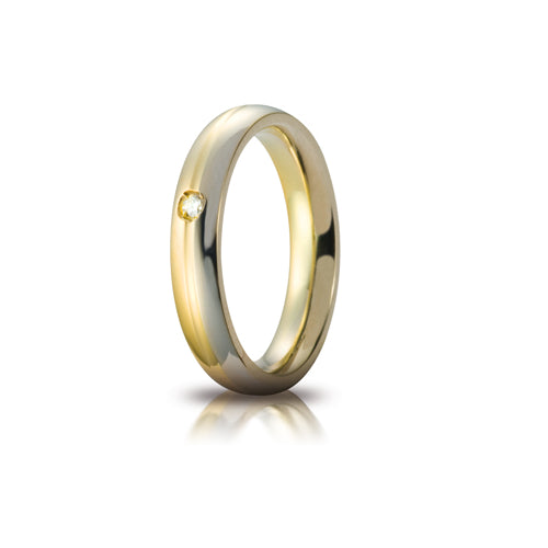 Fede UNOAERRE "Eclissi" 4mm in Oro 750 Bicolore ct. 0,03 cod. 70 AFC 283/001