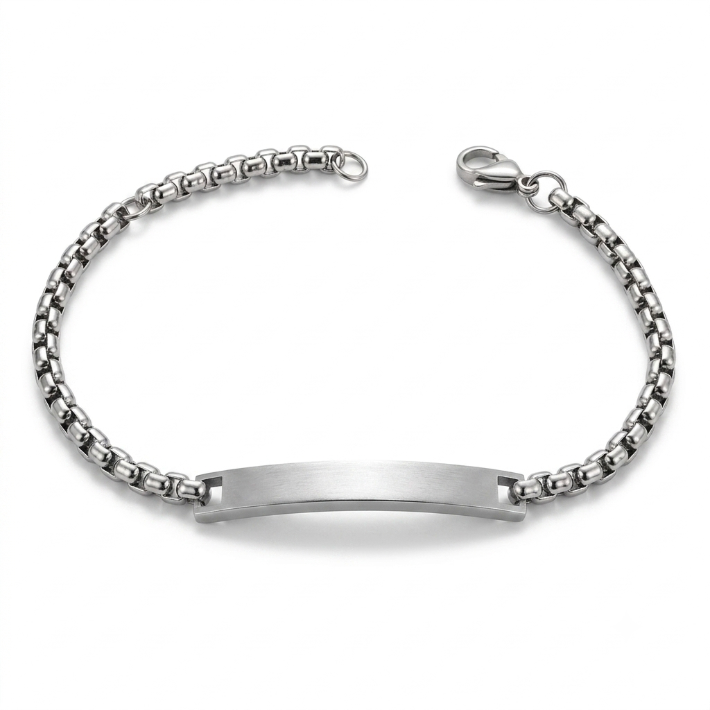 Bracciale Unisex in Acciaio con Targhetta Centrale Personalizzabile
