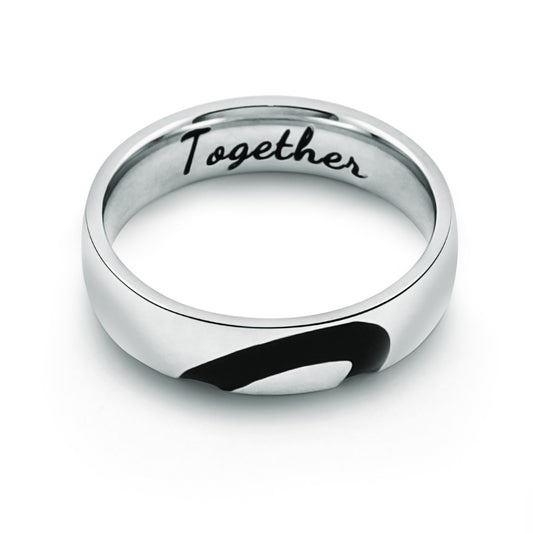 Fedina Mezzo Cuore Smalto Nero - Together - #BrandGioielli